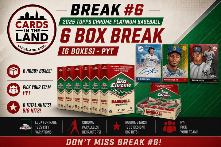 Break #6: 2025 Topps Chrome Platinum Baseball Hobby Box HALF CASE (6 Boxes)