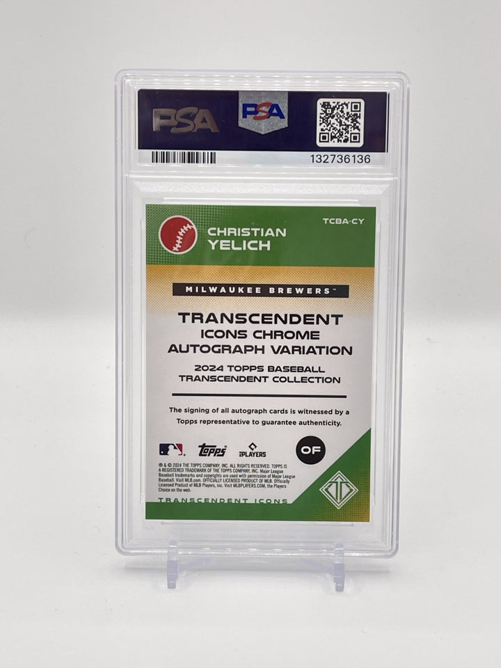 2024 Topps Transcendent Christian Yelich Icons Chrome Auto PSA 9 Red /5