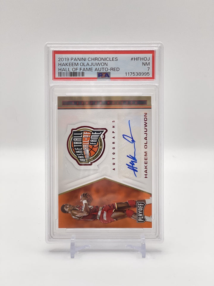 2019-20 Chronicles Playoff Hakeem Olajuwon Hall Of Fame Auto psa 7