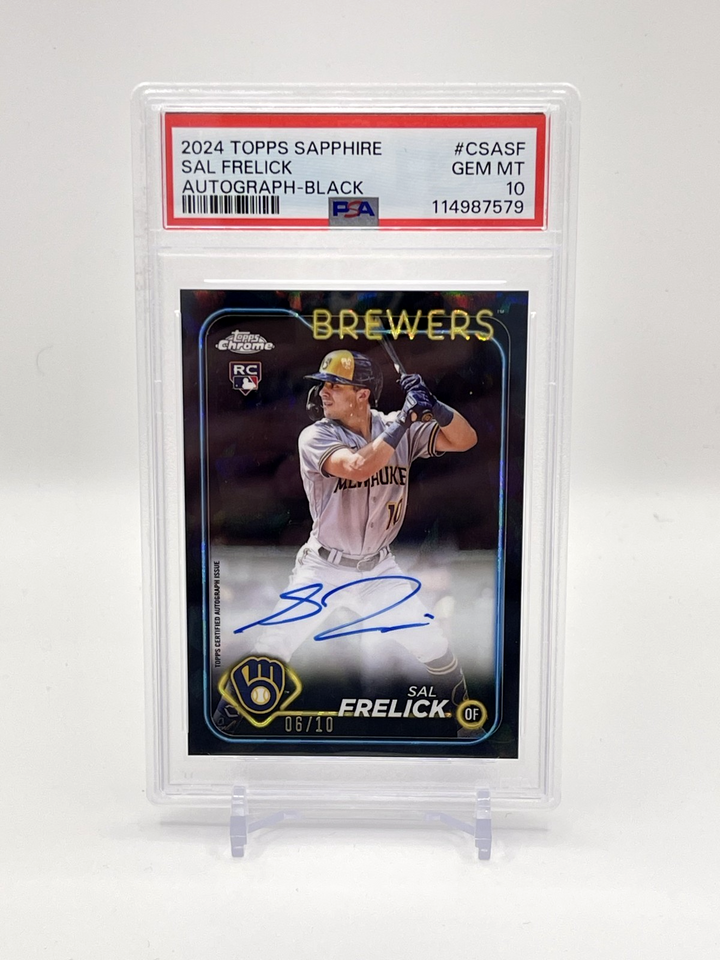 2024 SAL FRELICK Topps Chrome Update Sapphire AUTO Black /10 SSP RC PSA 10