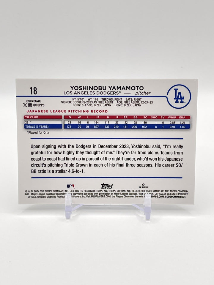 2024 Topps Chrome Black Raywave - Yoshinobu Yamamoto #18 (RC)  /10