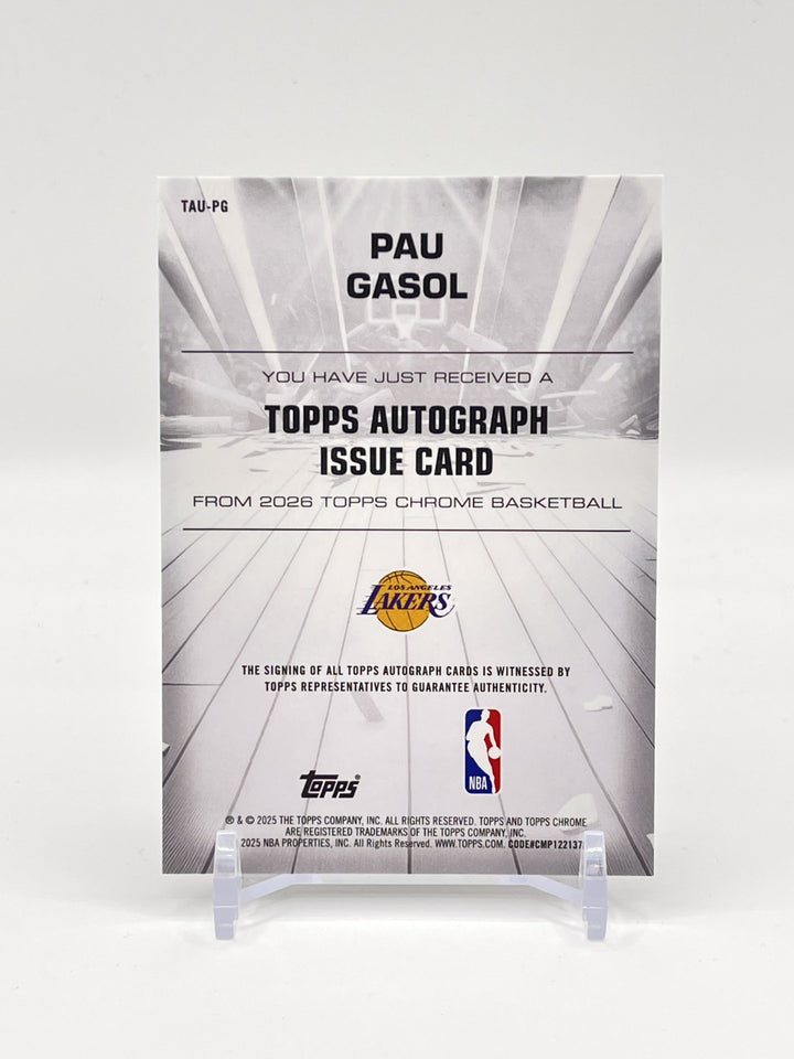 2025-26 Pau Gasol Topps Chrome AUTO TAU-PG Green Refractor /99 Hot SSP