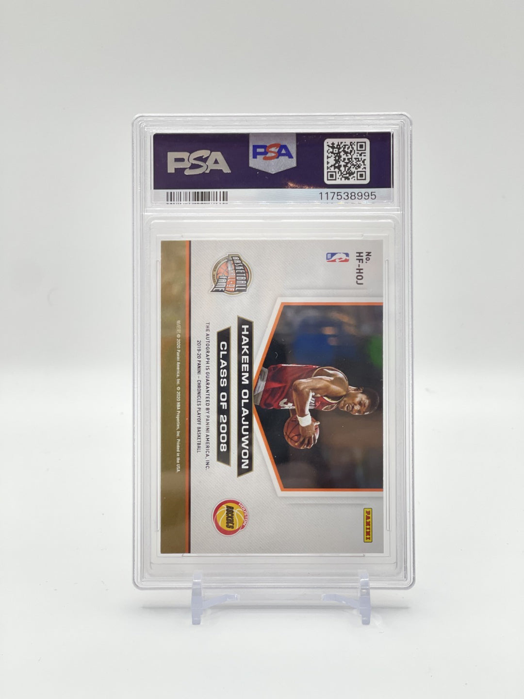 2019-20 Chronicles Playoff Hakeem Olajuwon Hall Of Fame Auto psa 7