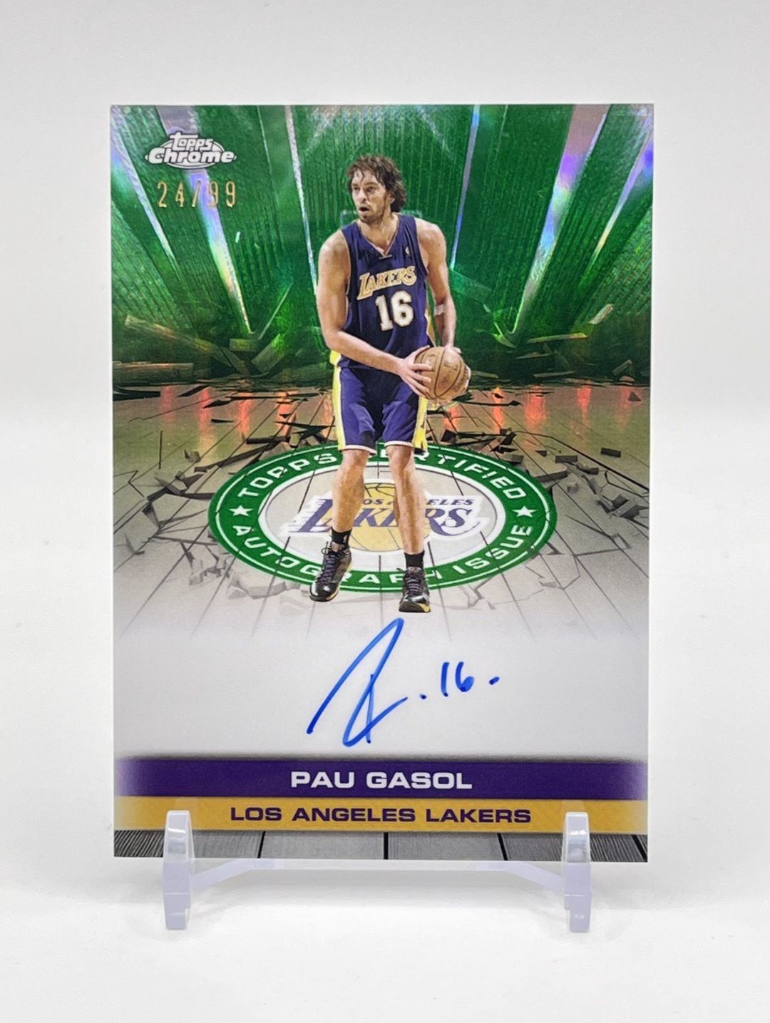 2025-26 Pau Gasol Topps Chrome AUTO TAU-PG Green Refractor /99 Hot SSP