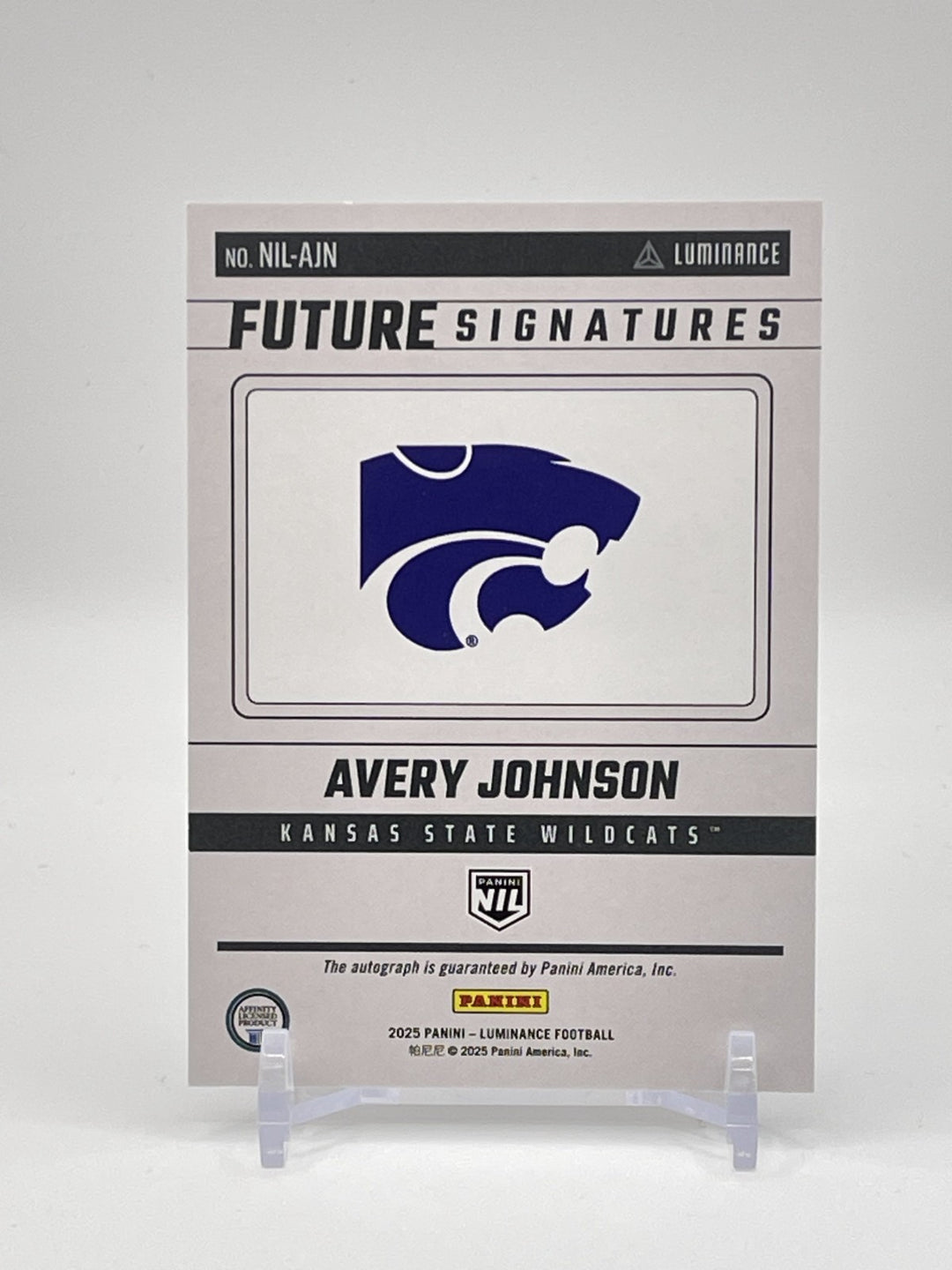 2025 Panini Luminance Avery Johnson Future Signatures NIL Red Auto Kansas State