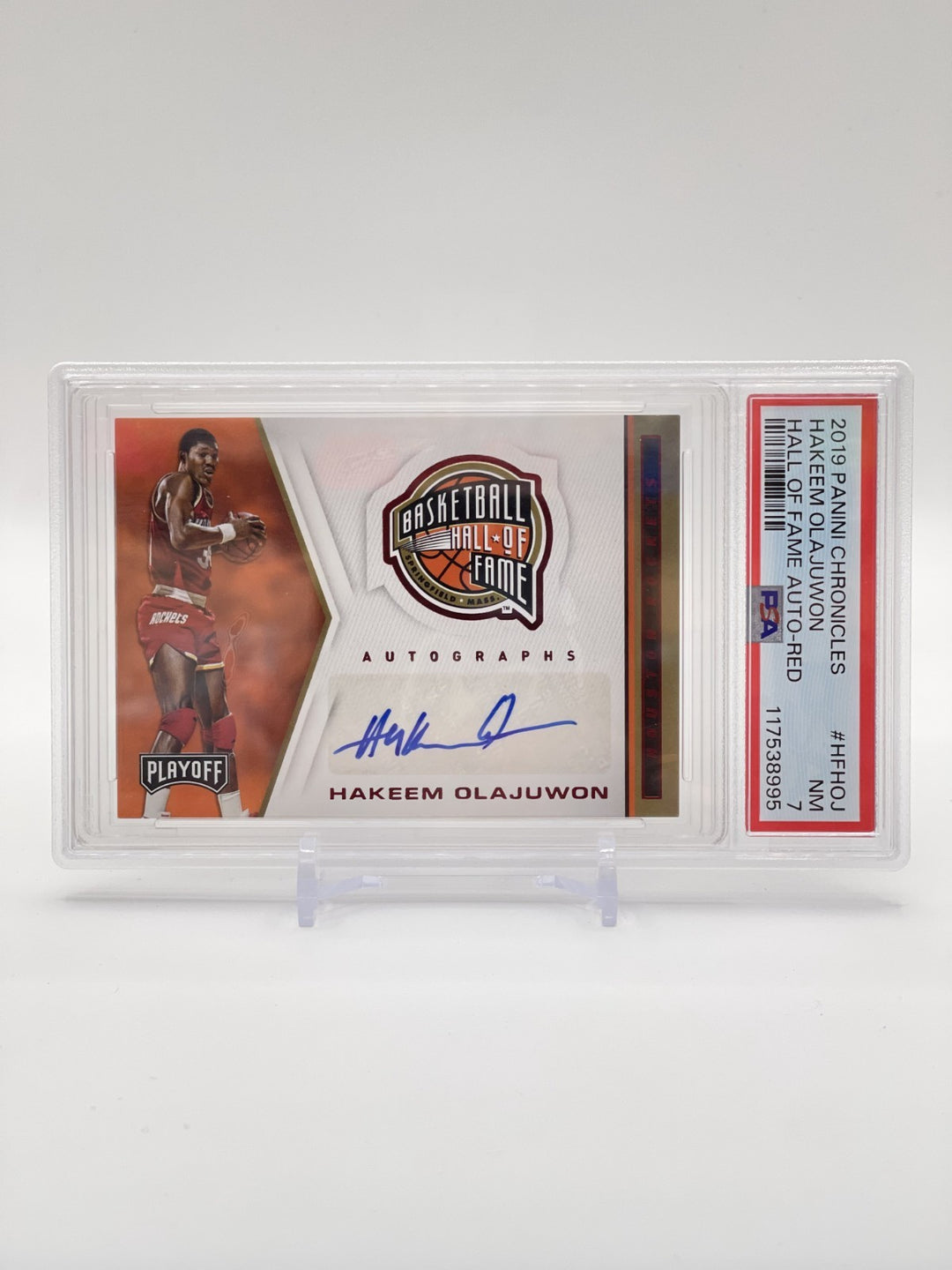 2019-20 Chronicles Playoff Hakeem Olajuwon Hall Of Fame Auto psa 7