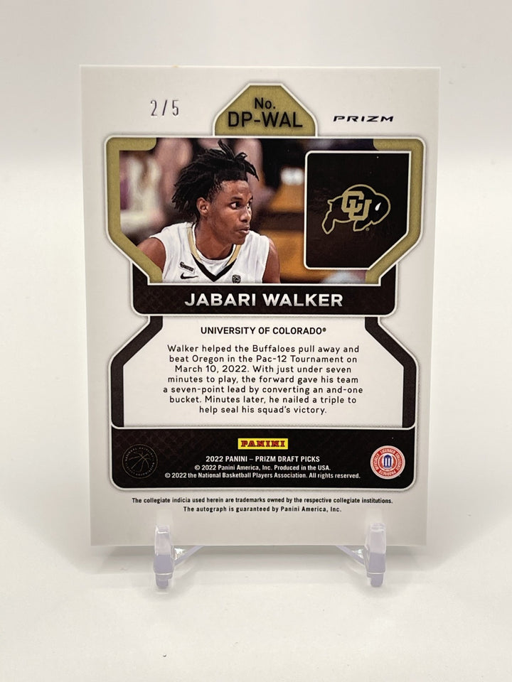 JABARI WALKER 2022-23 PANINI PRIZM DRAFT AUTOGRAPH Black Gold AUTO /99