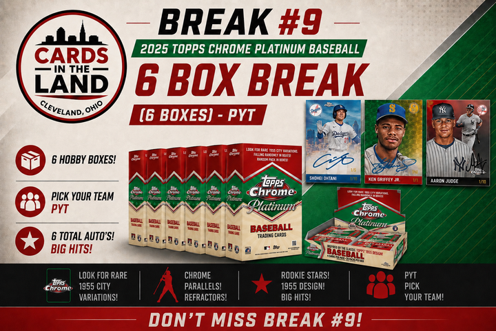 Break #9: 2025 Topps Chrome Platinum Baseball Hobby Box HALF CASE (6 Boxes)