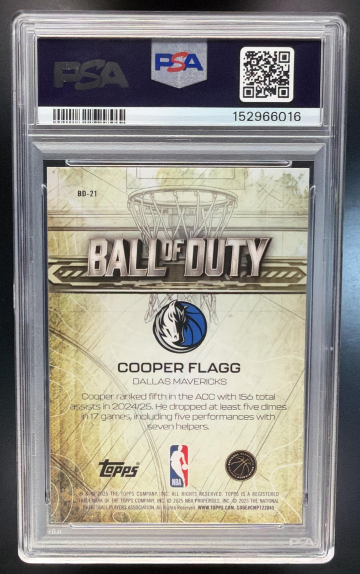 2025-26 Topps Chrome Cooper Flagg #BD-21 Ball of Duty RC Mavericks PSA 10