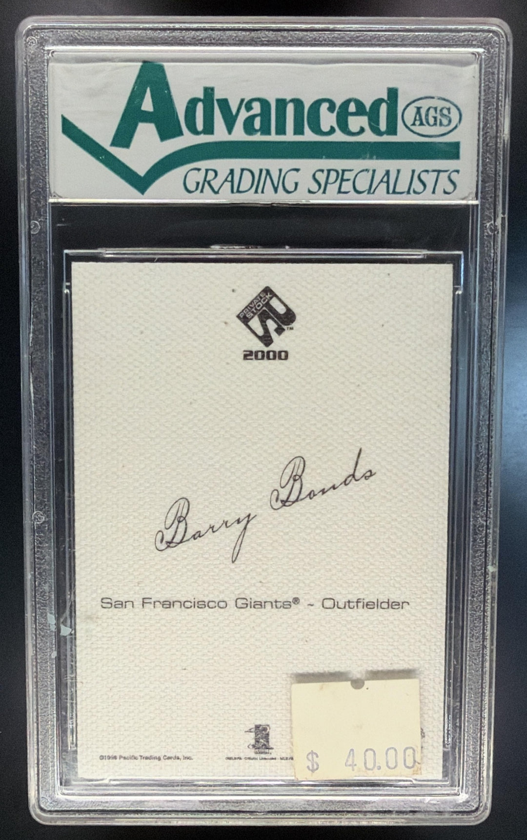 2000 Pacific Private Stock Barry Bonds #16 Artist's Canvas Giants AGS 9