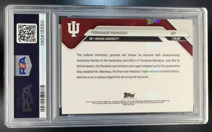 2025-26 Bowman U Now Fernando Mendoza #67 Hoosiers PSA 10