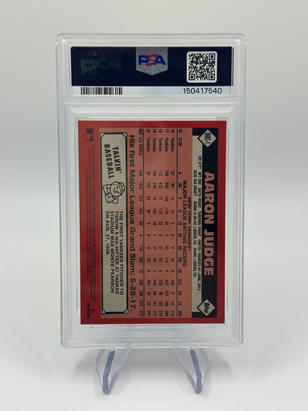 2021 Topps Chrome Aaron Judge 1986 #86BC1 PSA 10
