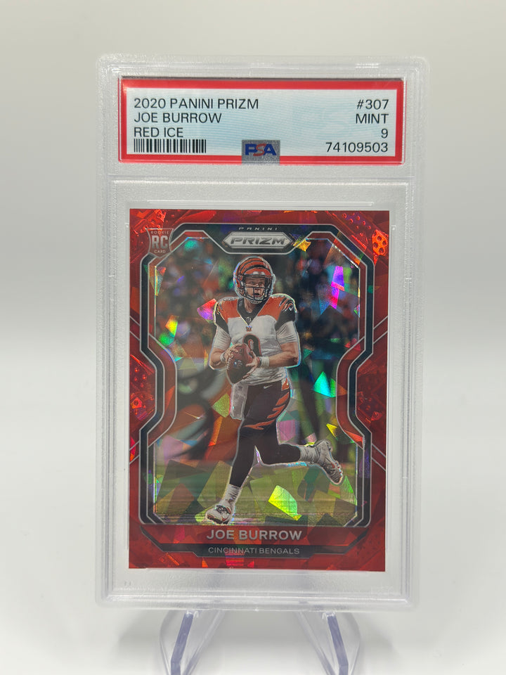 2020 Prizm Joe Burrow Red Ice #307 PSA 9
