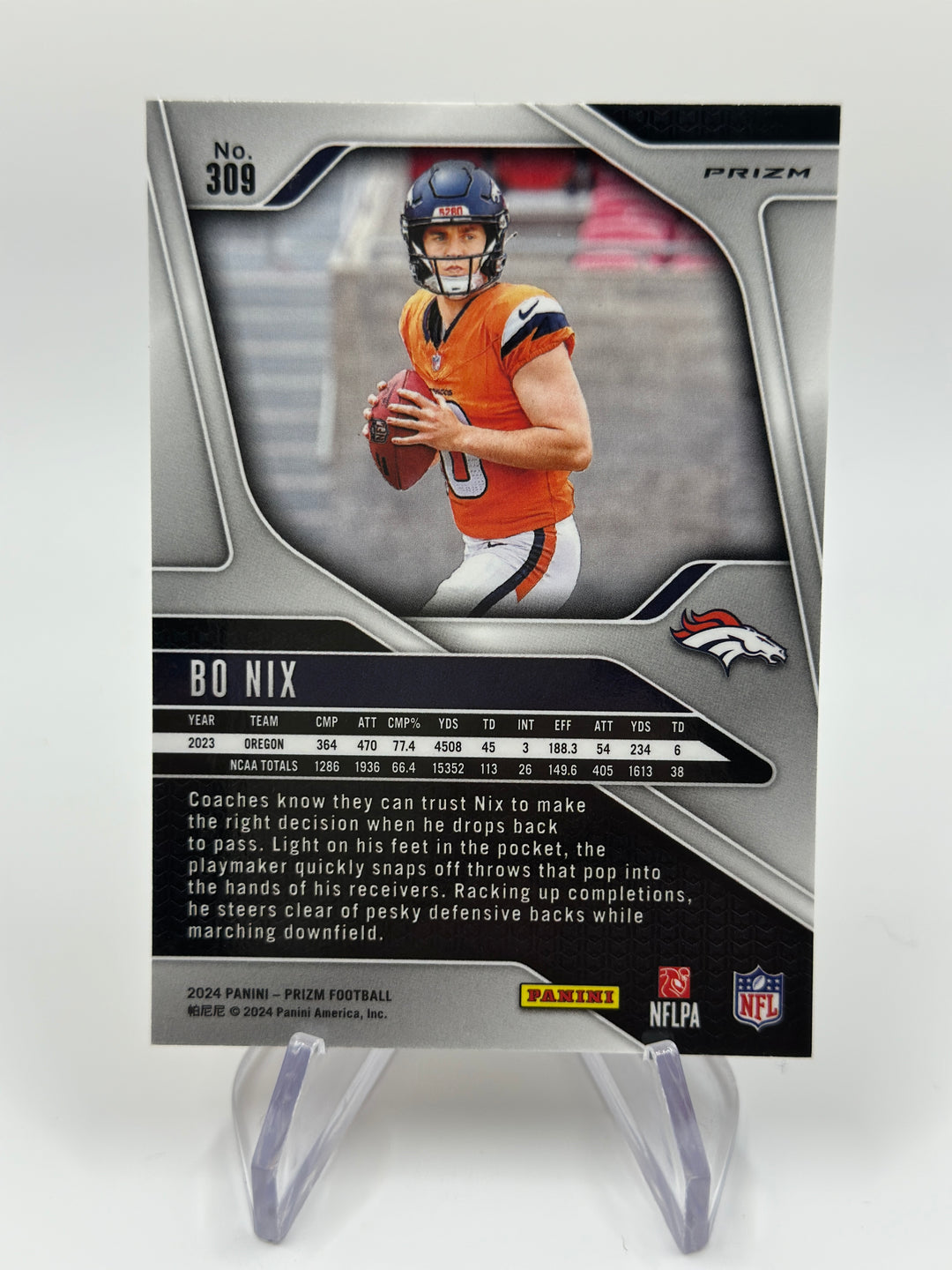 2024 Prizm Bo Nix Orange Cracked Ice #309