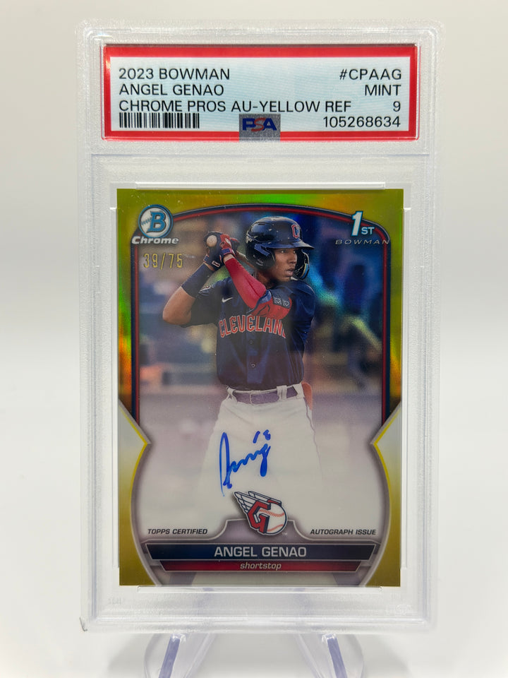 2023 Bowman Chrome Angel Genao Yellow Auto /75 PSA 9