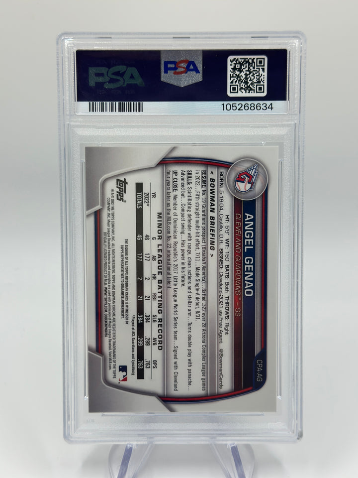 2023 Bowman Chrome Angel Genao Yellow Auto /75 PSA 9