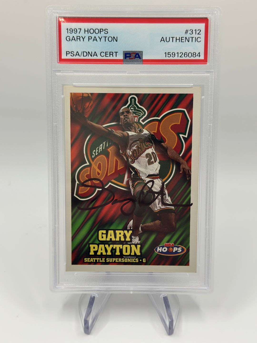 1997 Hoops Gary Payton Auto #312 PSA Authentic