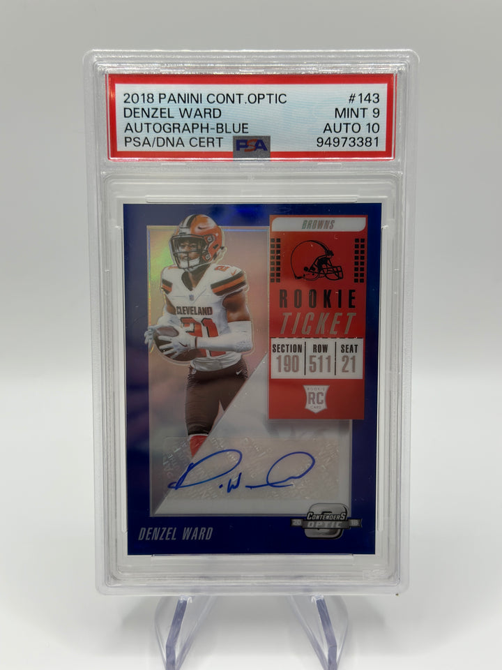2018 Optic Contenders Denzel Ward Auto /25 #143 PSA 9 Auto 10