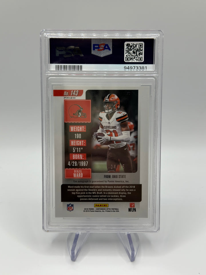 2018 Optic Contenders Denzel Ward Auto /25 #143 PSA 9 Auto 10
