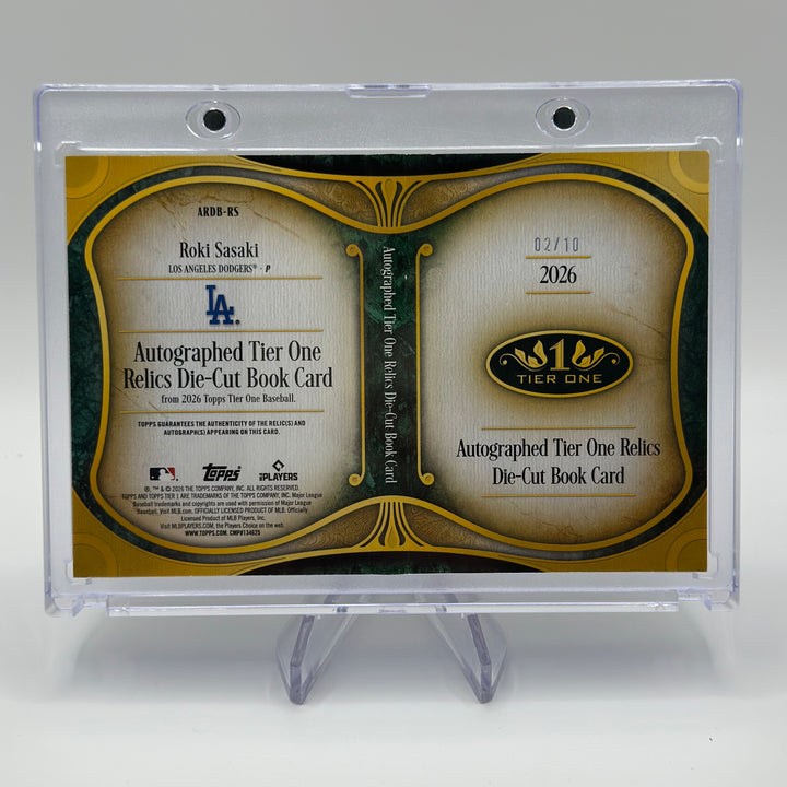 2026 Topps Tier One Roki Sasaki Auto Relic Die-Cut Book #ARDB-RS