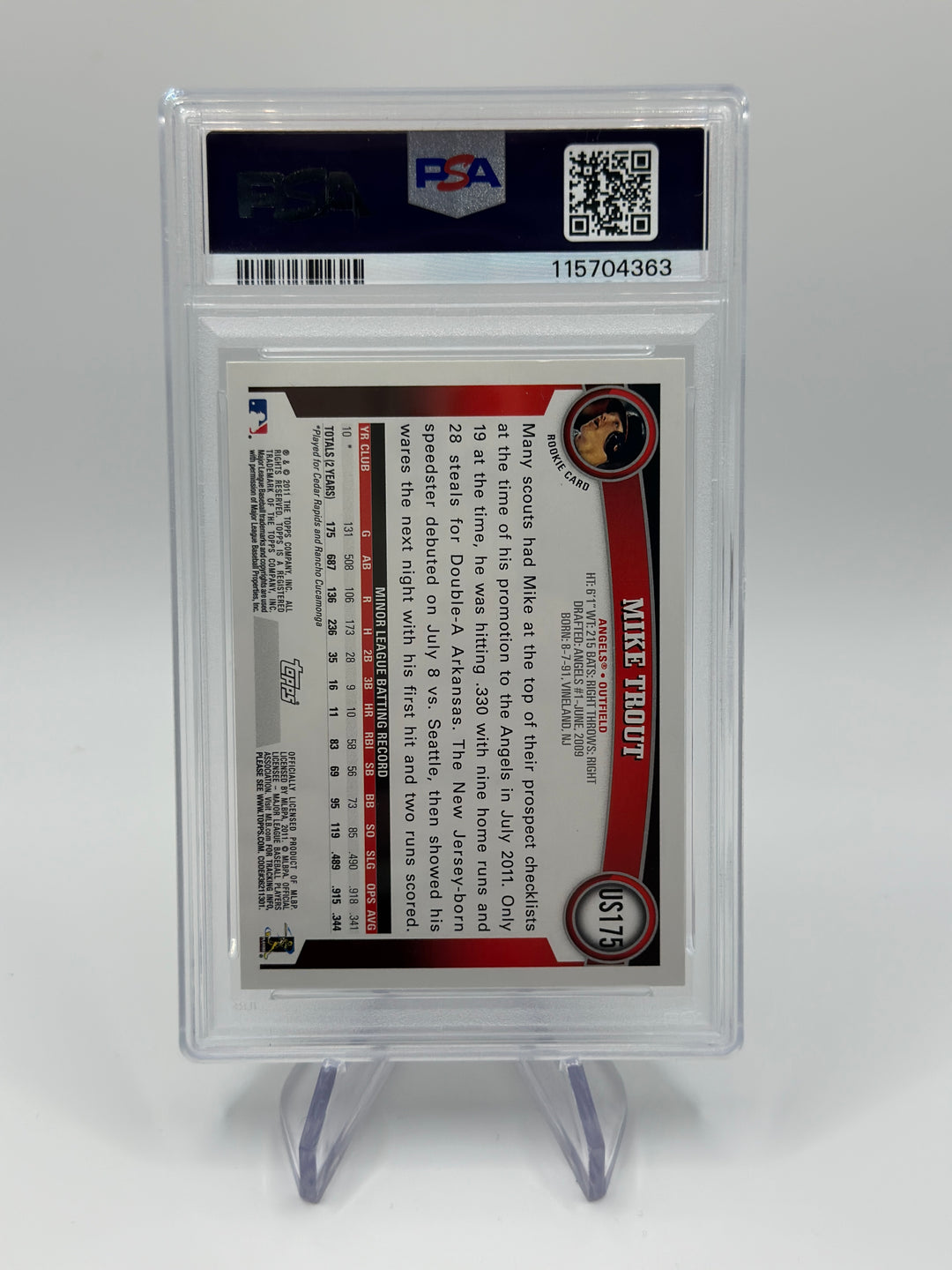 2011 Topps Update Mike Trout #US175 PSA 7
