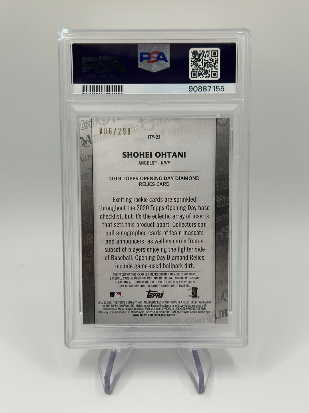 2021 Topps Shohei Ohtani Through the Years Black /299 #22 PSA 9