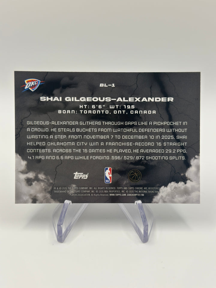 2025-26 Topps Chrome Black Shai Gilgeous-Alexander Black Lightning SSP #BL-1