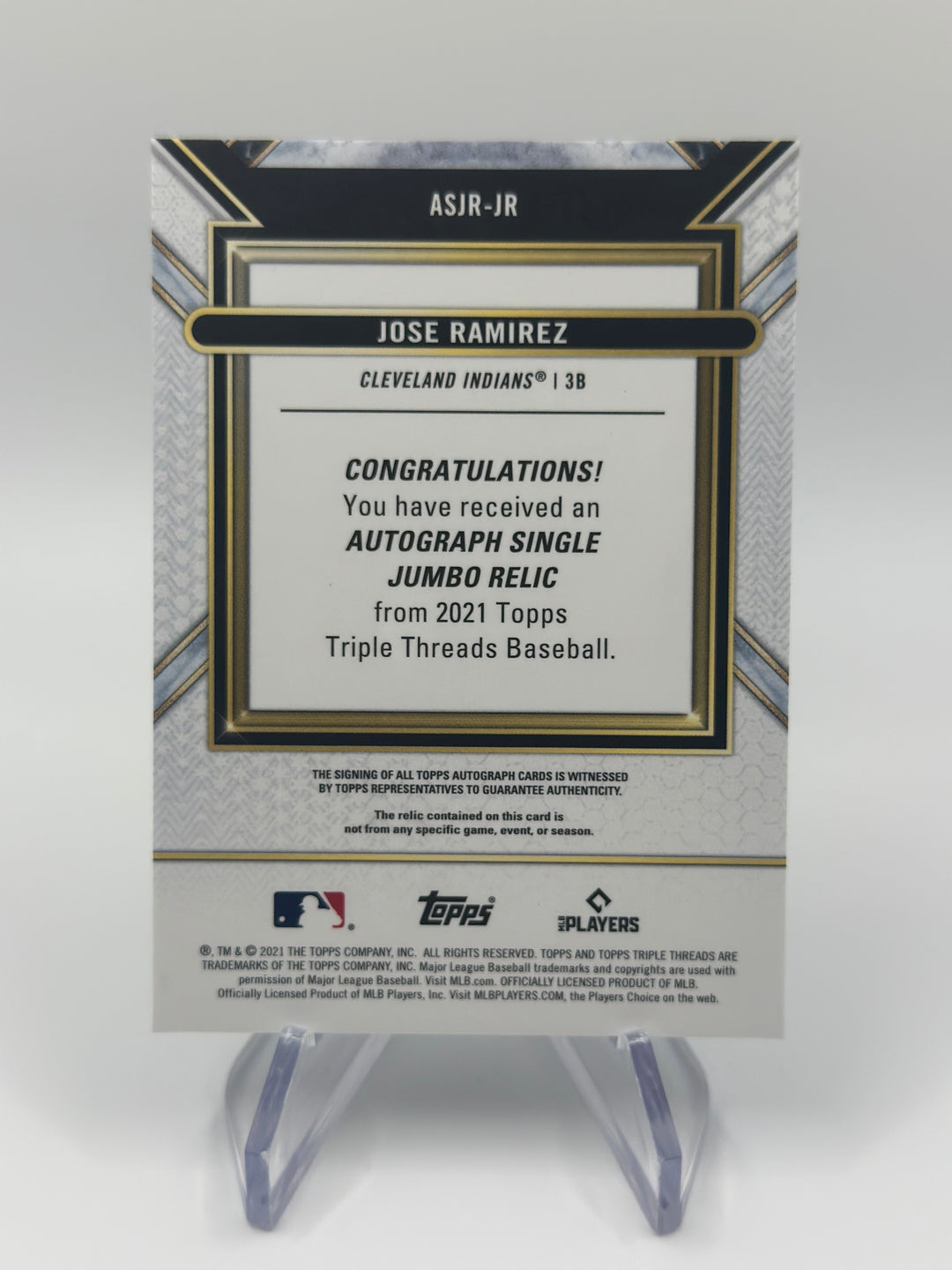 2021 Topps Triple Threads Autograph Jumbo Relic Jose Ramirez /10