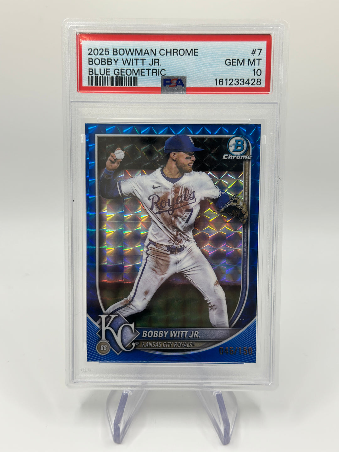 2025 Bowman Chrome Bobby Witt Jr. Blue Geometric #7 PSA 10