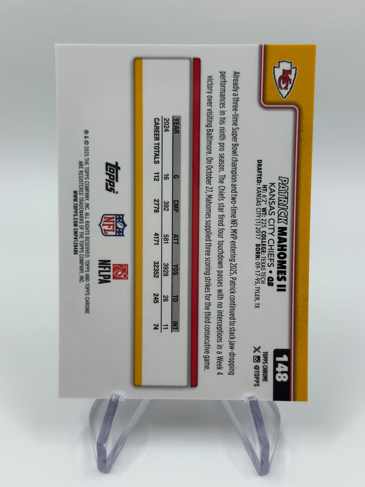 2025 Topps Chrome Patrick Mahomes II Variation Refractor #148