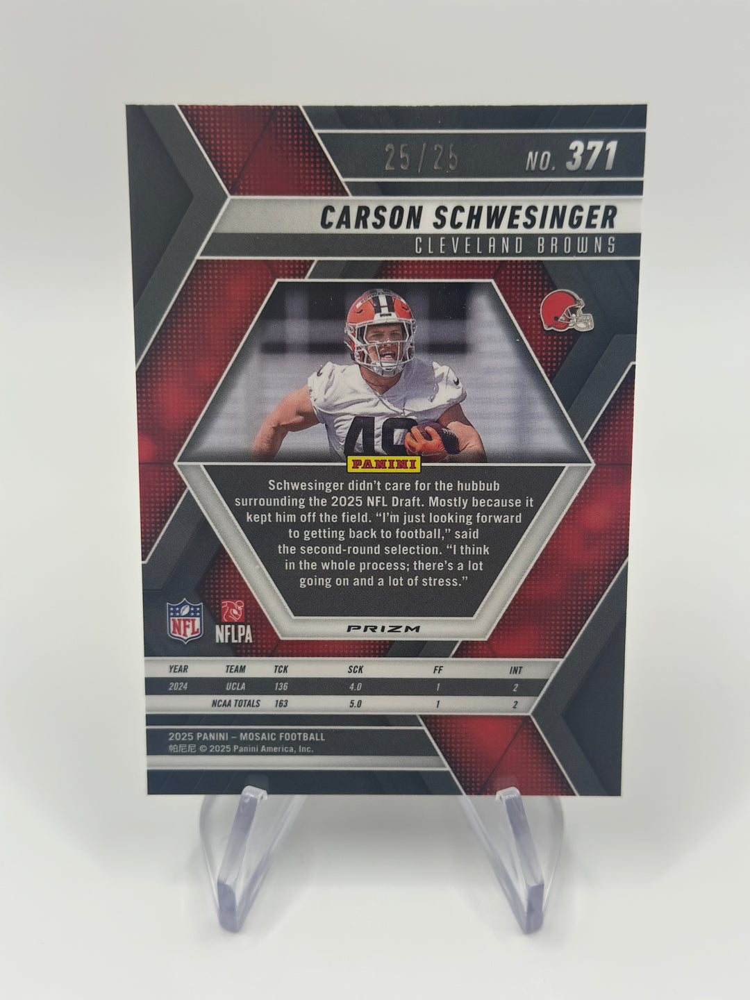 2025 Mosaic Carson Schwesinger White /25 #371