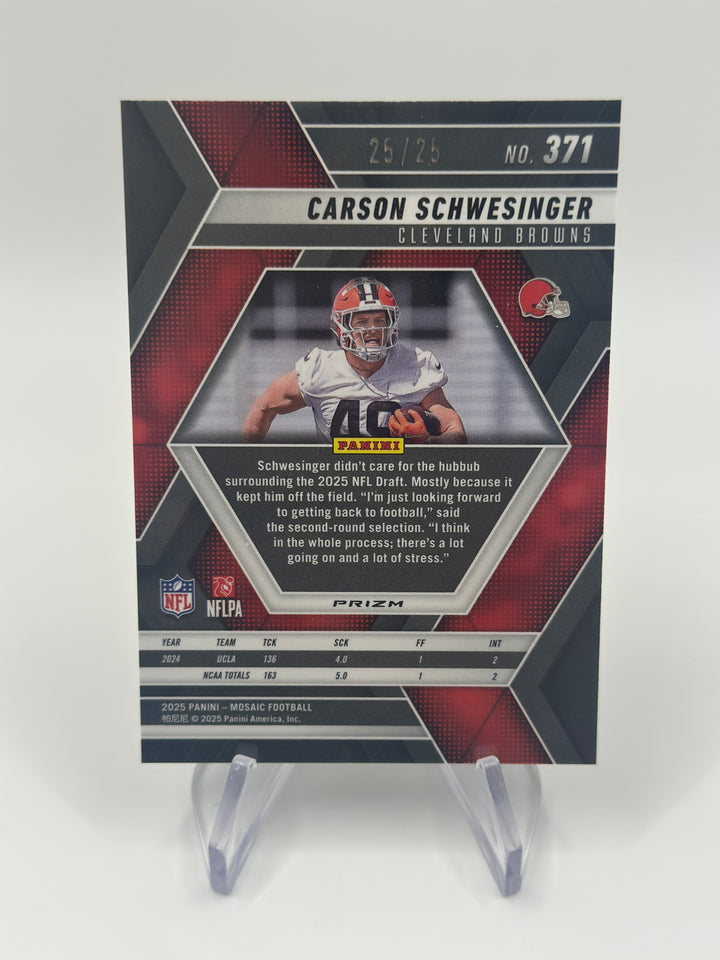 2025 Mosaic Carson Schwesinger White /25 #371