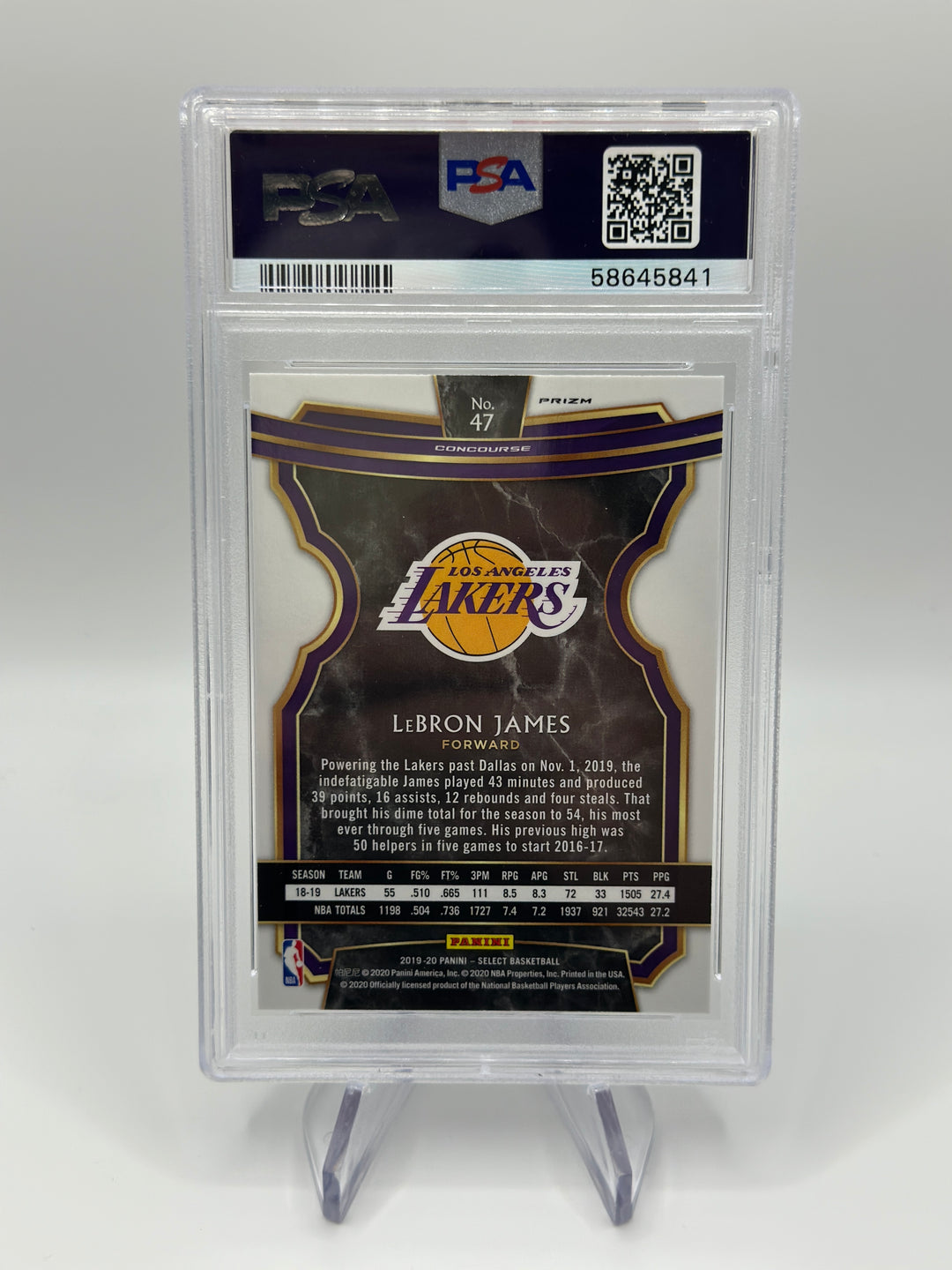2019 Panini Select Lebron James Silver #47 PSA 9