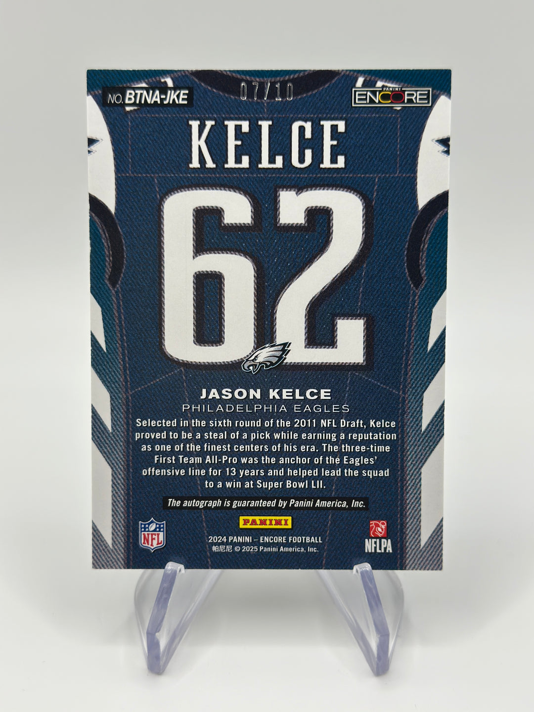 2024 Panini Encore Jason Kelce By the Numbers Auto /10 #BTNA-JKE