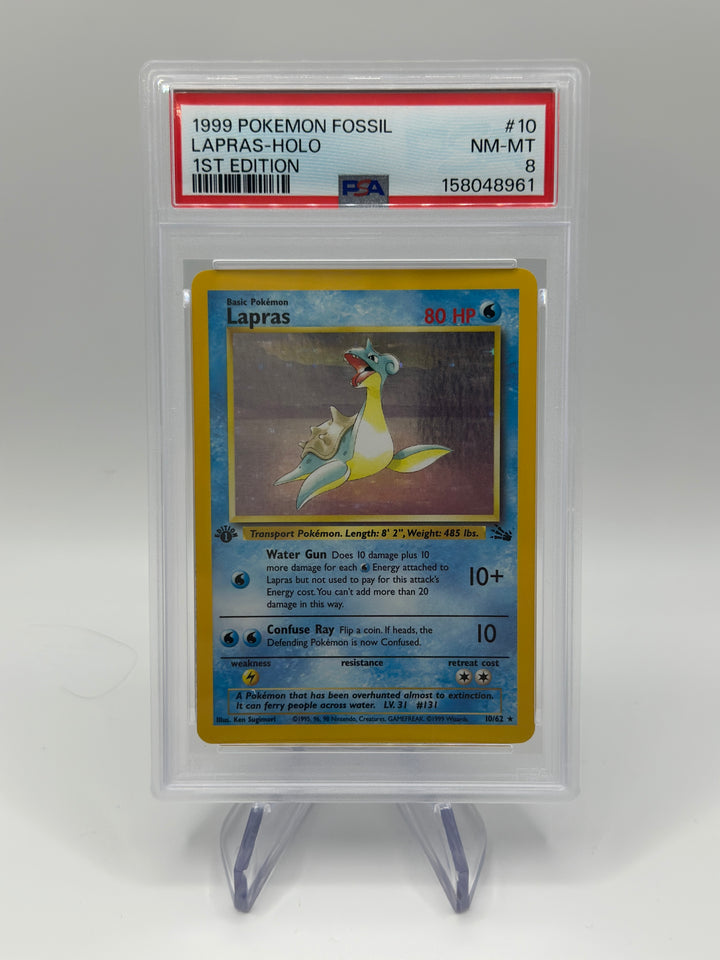 Pokémon Fossil Lapras Holo 1st Edition 10/62 PSA 8