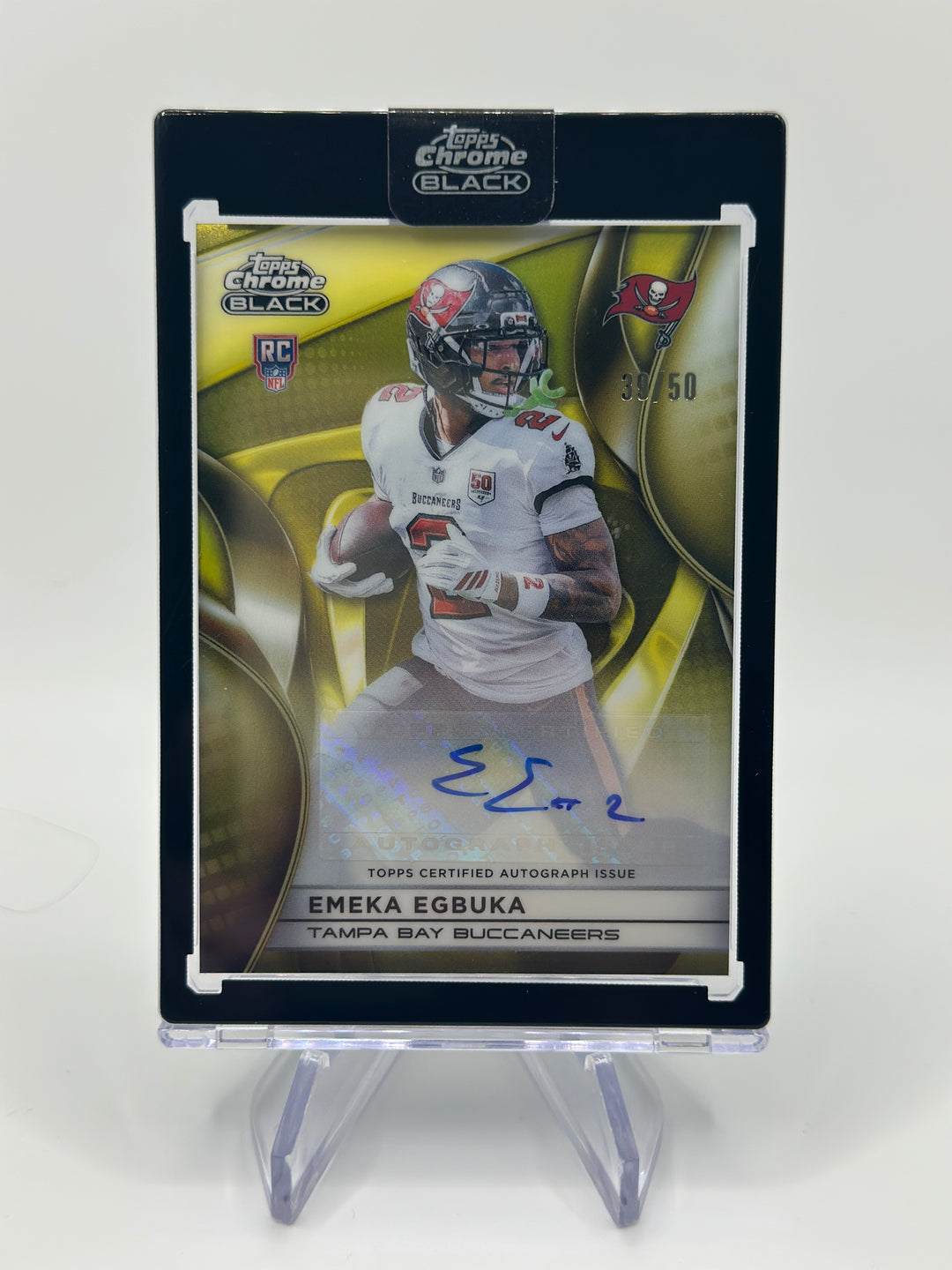 2025 Topps Chrome Black Emeka Egbuka Gold Auto /50 #RAU-EE