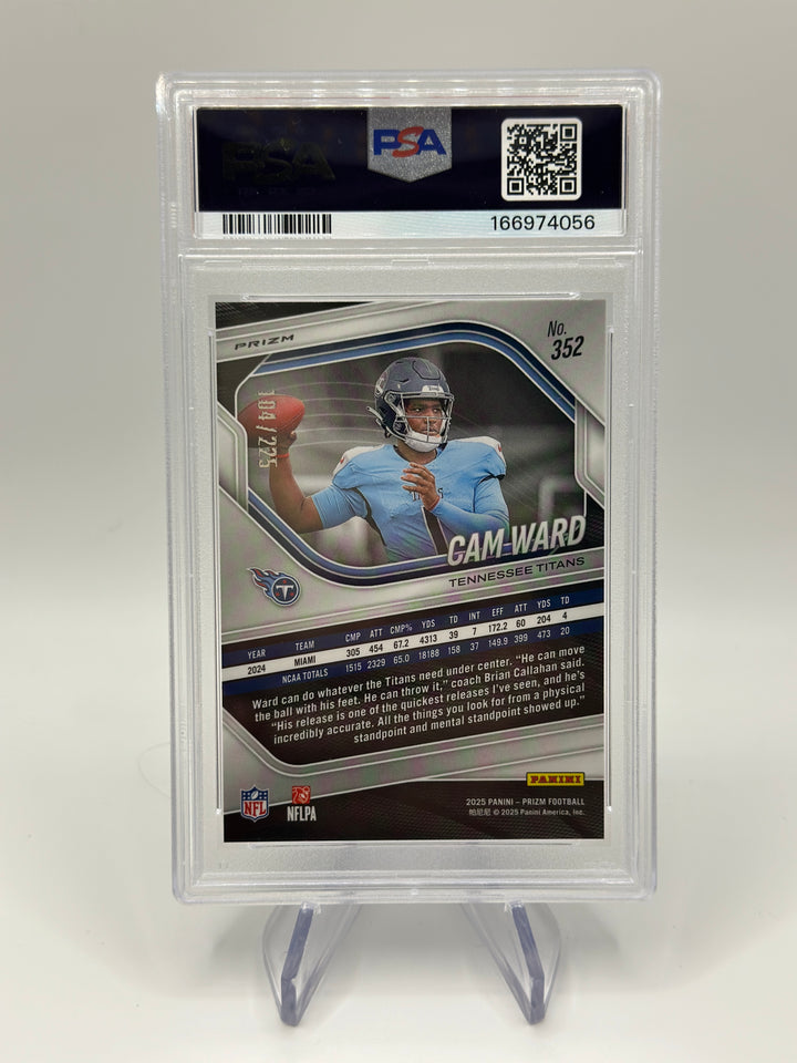 2025 Prizm Cam Ward Purple Ice /225 #352 PSA 10