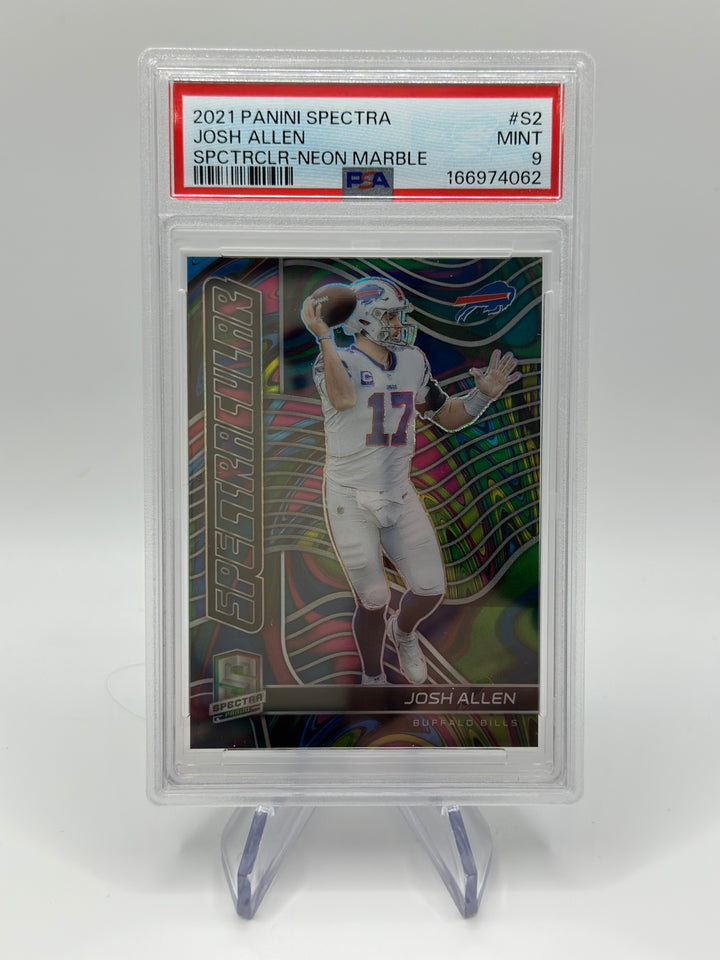 2021 Panini Spectra Josh Allen Spectracular Marble /4 #S2 PSA 9