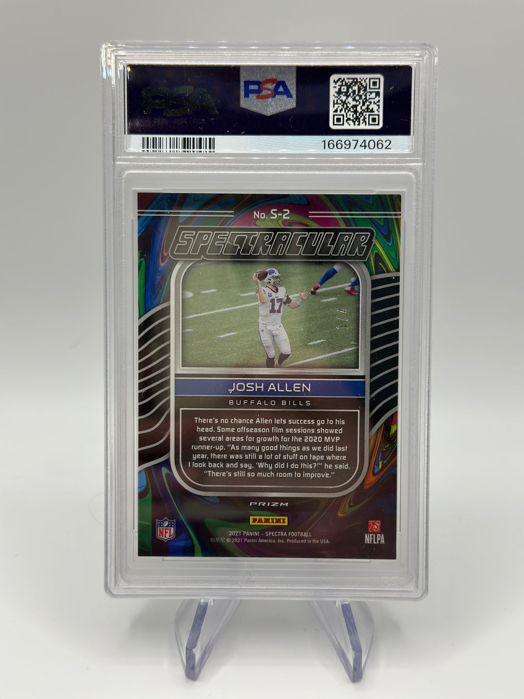 2021 Panini Spectra Josh Allen Spectracular Marble /4 #S2 PSA 9