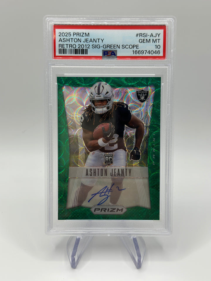 2025 Prizm Ashton Jeanty Retro Green Auto /75 PSA 10