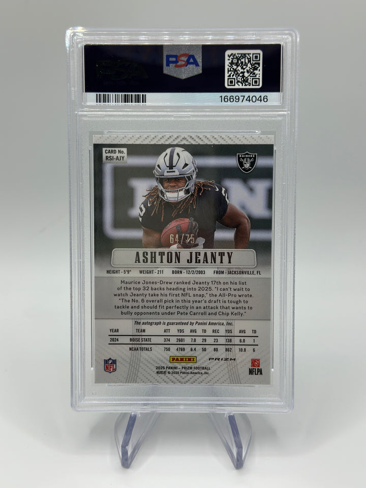 2025 Prizm Ashton Jeanty Retro Green Auto /75 PSA 10