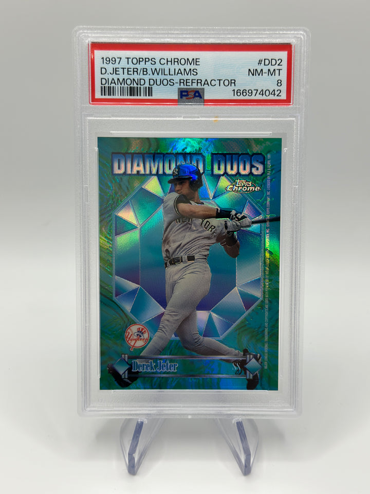 1997 Topps Chrome Derek Jeter Bernie Williams Diamonds Duos Refractor PSA 8