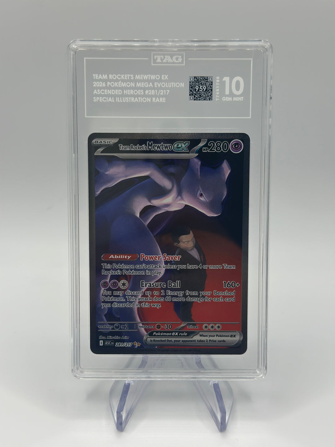 Pokémon Team Rocket's Mewtwo EX 281/217 SIR TAG 10
