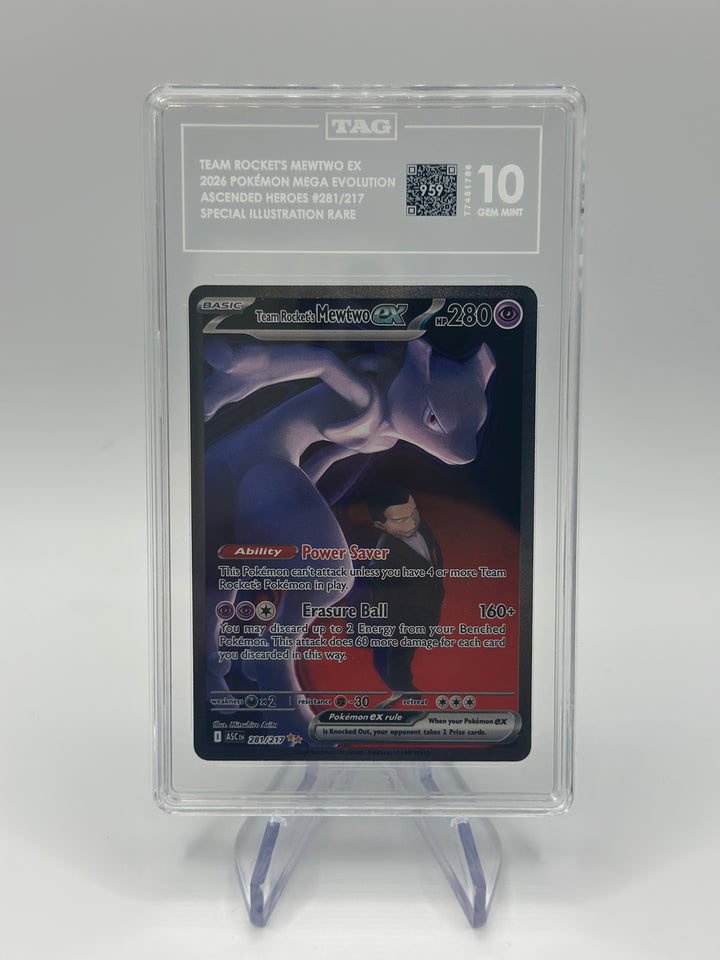 Pokémon Team Rocket's Mewtwo EX 281/217 SIR TAG 10