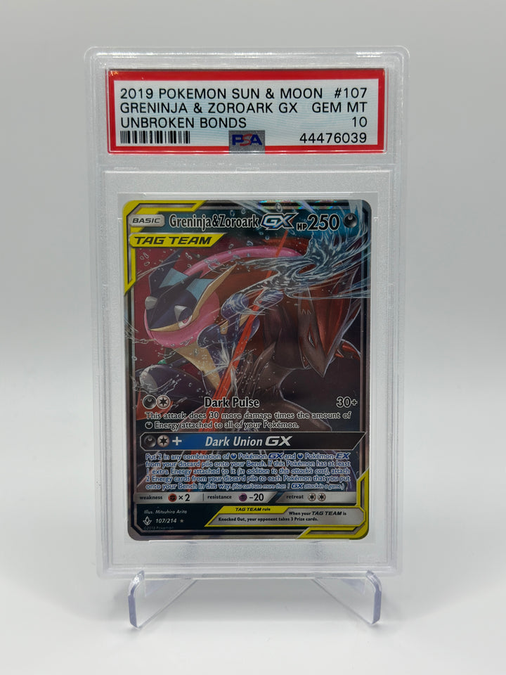 Pokémon Greninja & Zonoark GX #107 PSA 10