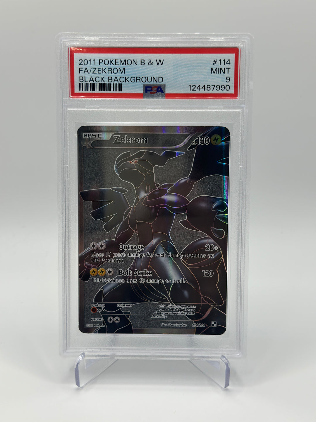 Pokémon Zekrom Black Background #114 PSA 9