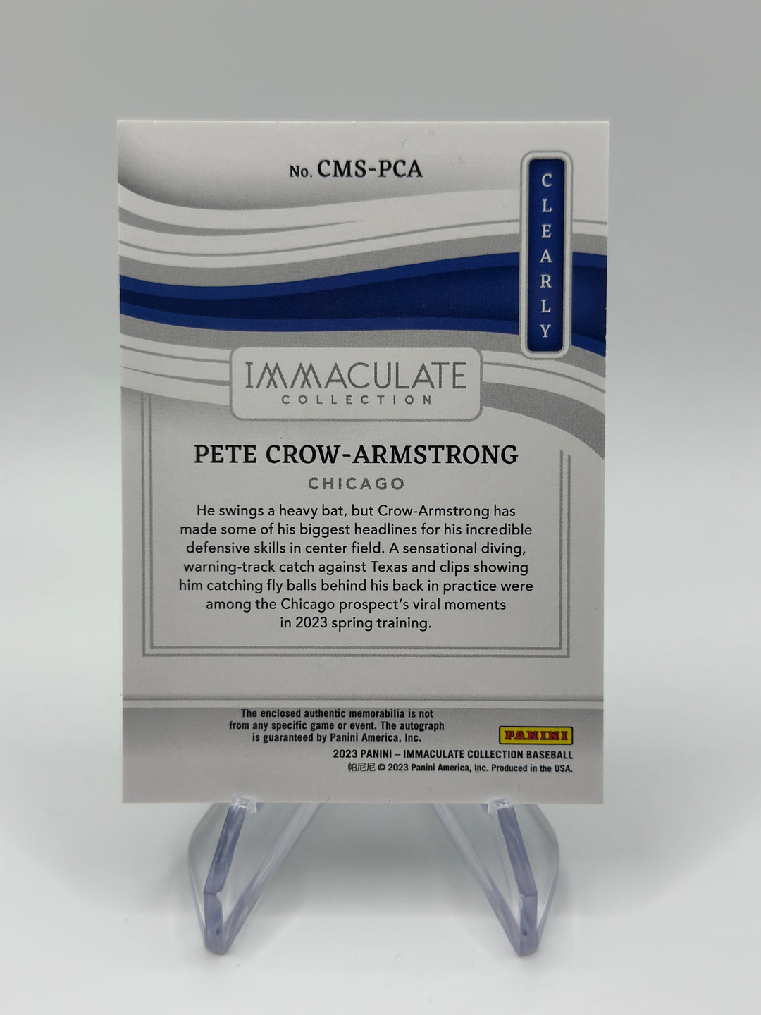 2023 Immaculate Pete Crow Armstrong patch Auto /99