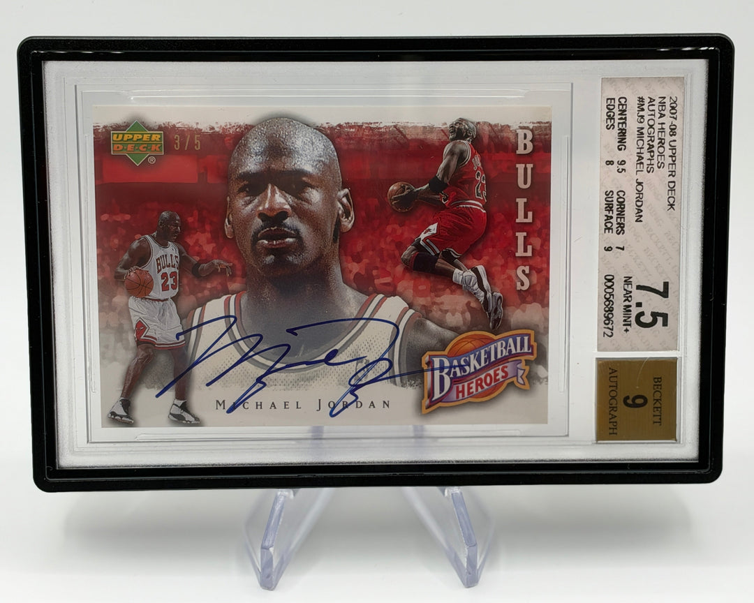 2007-08 Upper Deck NBA Heroes MICHAEL JORDAN Auto /5 #MJ9 - BGS 7.5 Auto 9