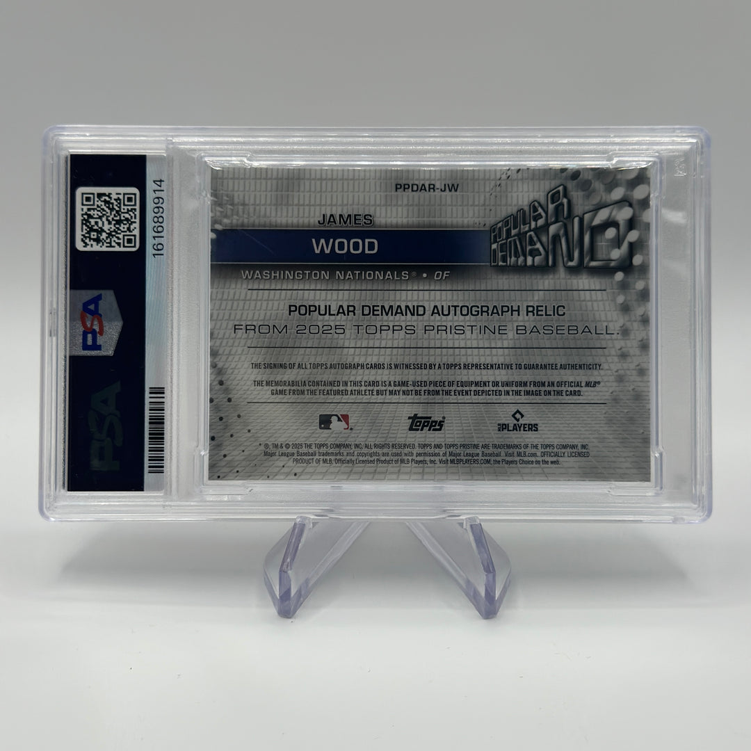 2025 Topps Pristine James Wood Popular Demand Orange Auto Relic 1/25 PSA 8