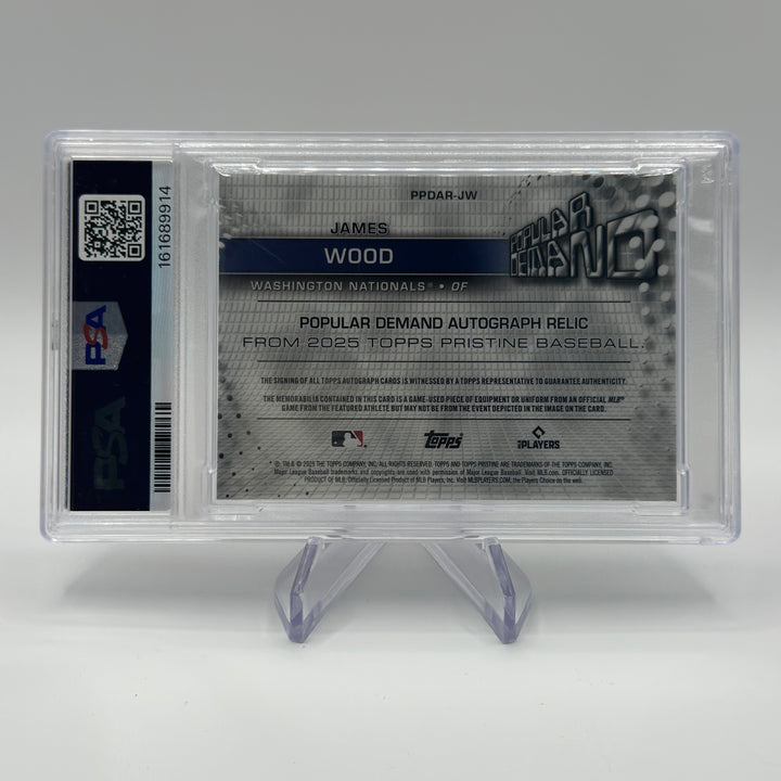 2025 Topps Pristine James Wood Popular Demand Orange Auto Relic 1/25 PSA 8